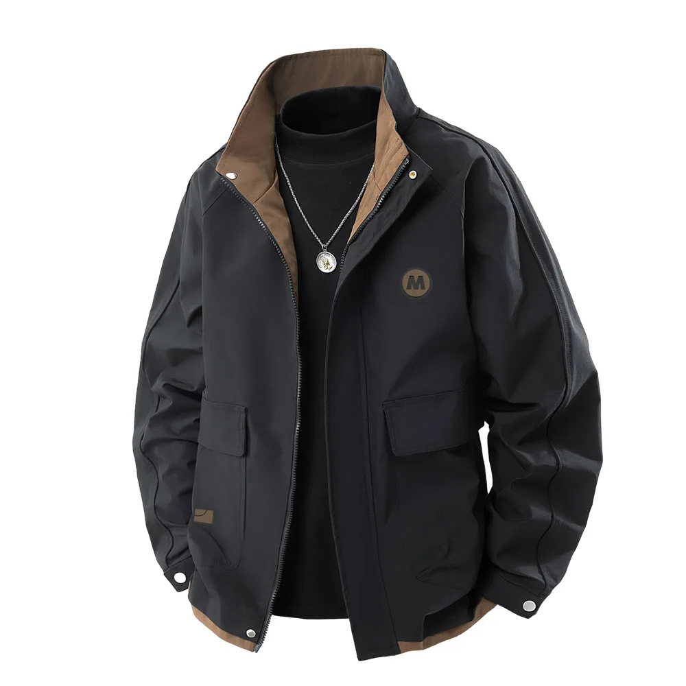 

Мужская осенняя рабочая одежда, куртка для спорта на открытом воздухе, воротник-стойка с несколькими карманами, ветрозащитная, износостойкая, модная мужская одежда свободного покроя