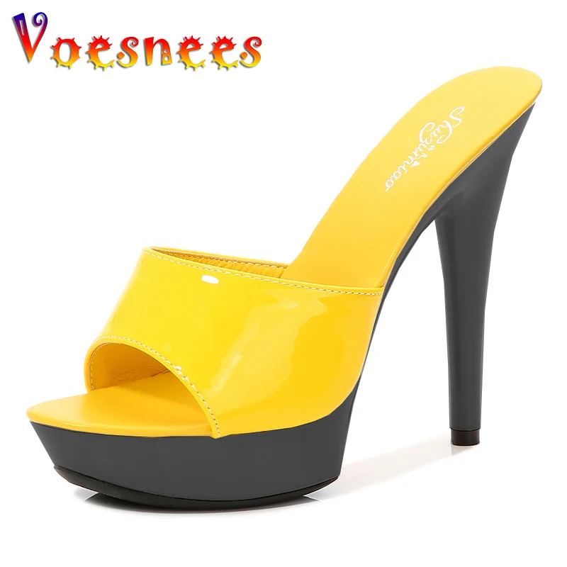 Brand Designer Sandals 2022 New Women Candy Color Slippers High Heels Slippers Sandals 13cm  Pointed Toe Slides Party Sexy Shoes