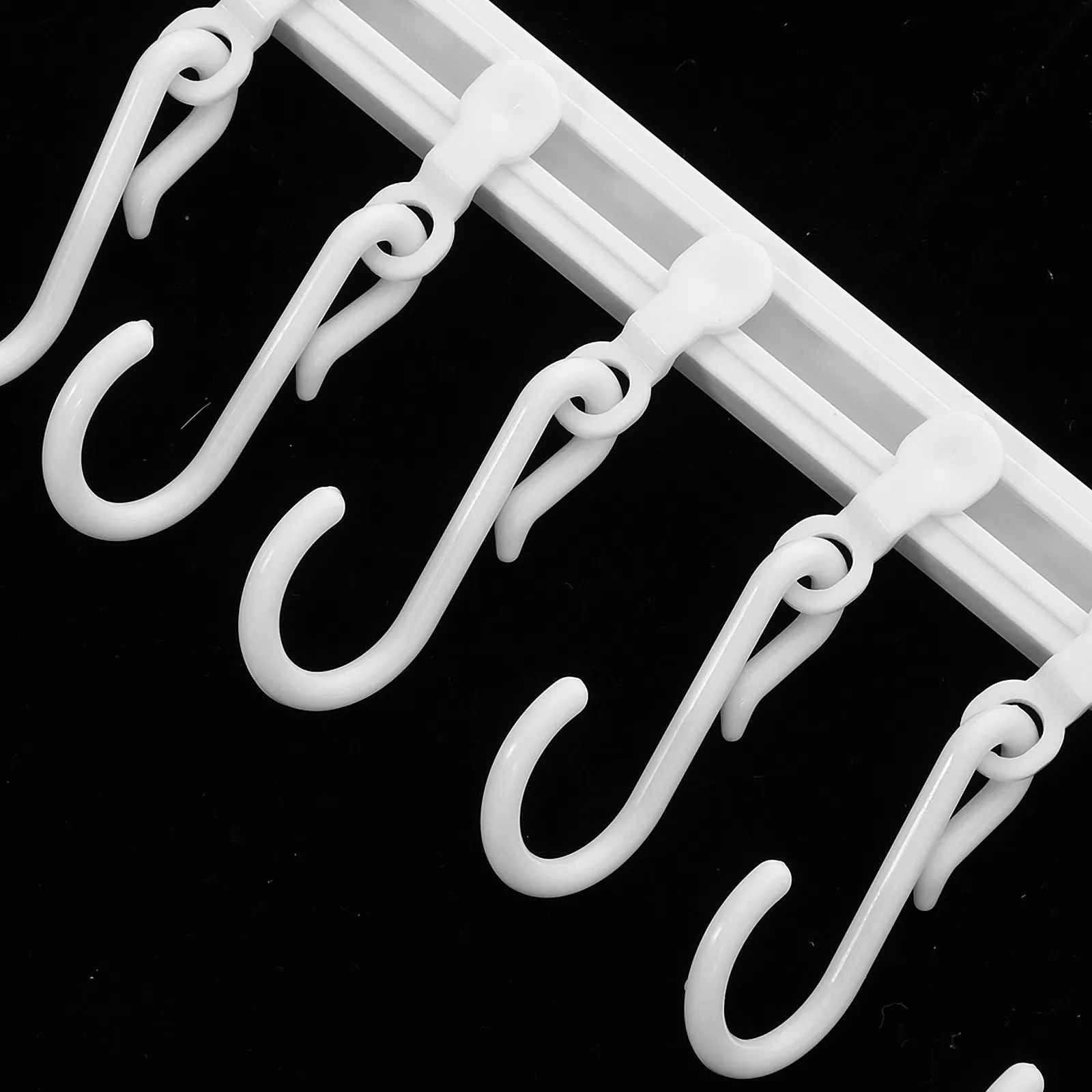 6Sets Flexible Slide Rail Hook System Self-Adhesive No-Drill Wall Mounted Kitchen Bathroom Hook Rack for Utensils Pots Pans