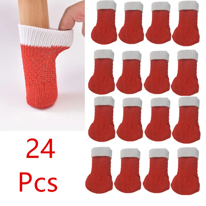 

2023 Christmas New Home Fabric Decoration Floor Protectors Striped Mini Elf Mix and Match Strap Table Feet Cover Decoration