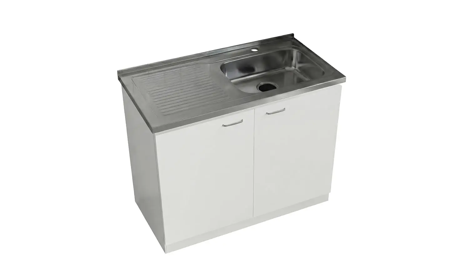 Napoles 39 in Kitchen Sink Cabinet and Utility Sink, Stainless Steel Top and Drainboard, Freestanding Laundry Base, 2 Doors
