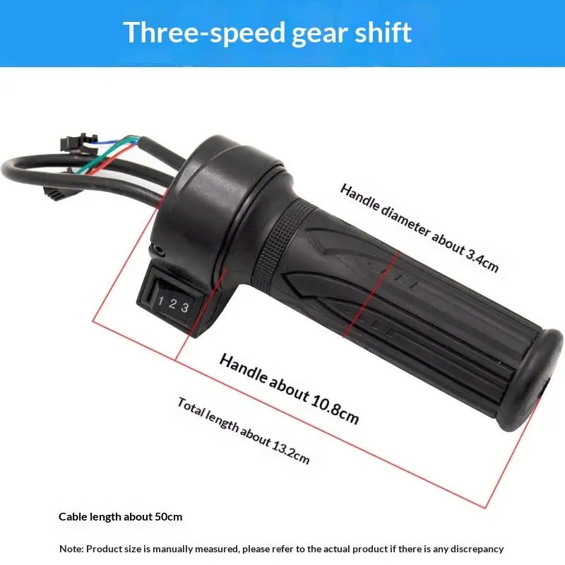 Motorcycle 3-Speed Electric Bike Scooter Speed Control Throttle Twist Grip Handlebar Accelerator For E-Bike Replacement 1PC
