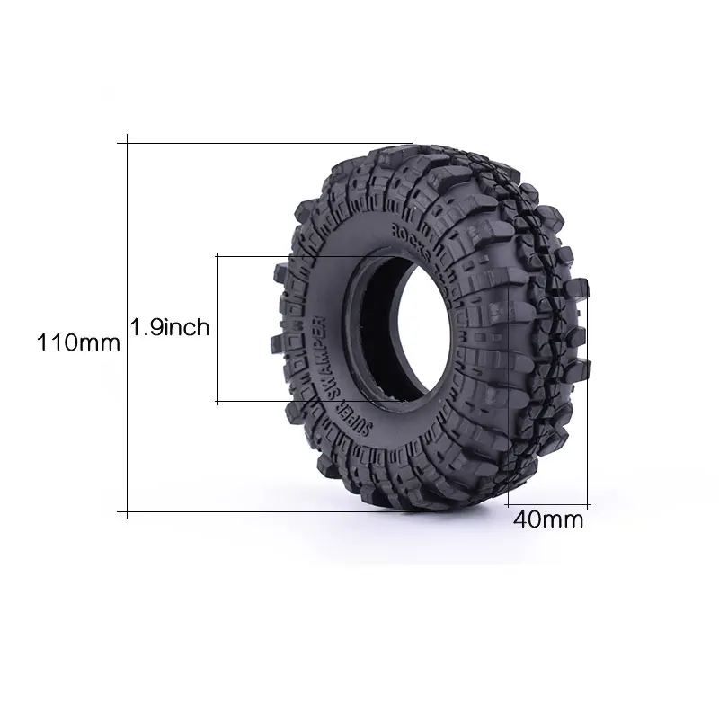 4Pcs 1.9 Inch AUSTAR AX-4020 110mm Rubber Rocks Crawler Tires Tyre for 1/10 Traxxas Redcat SCX10 AXIAL RC4WD TF2 RC Car