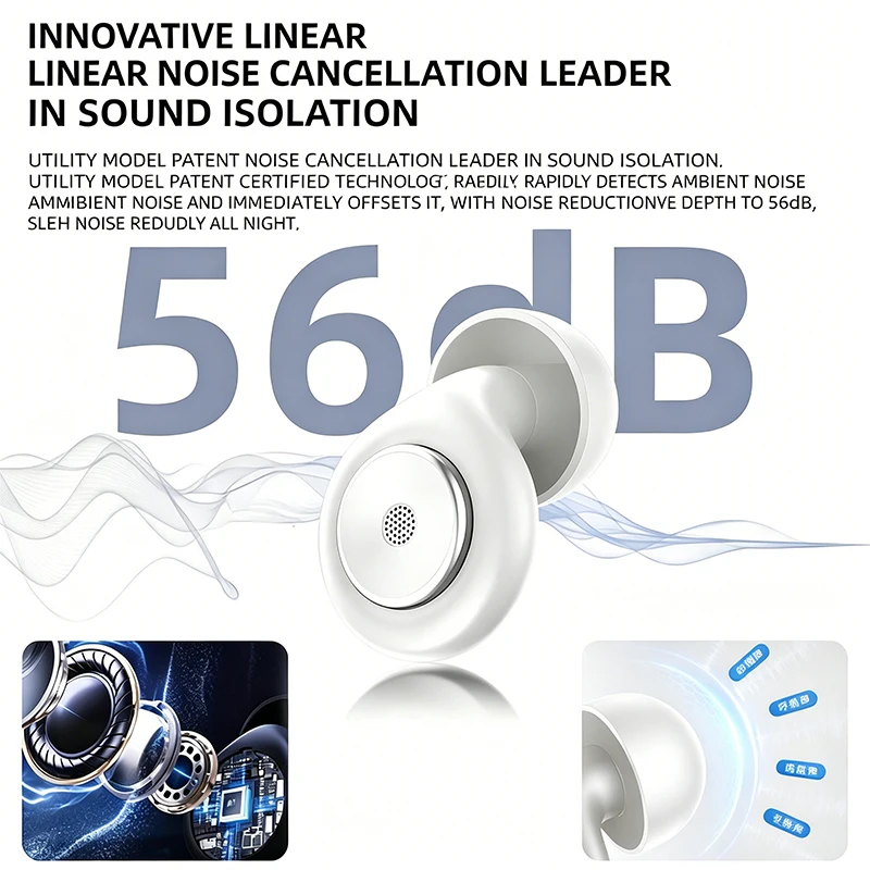 HT001-Ear Plugs for Sleeping Noise Cancelling 56dB,Reusable Silicone Earplugs Strong Sound Insulation,Multiple Sizes of Ear Caps