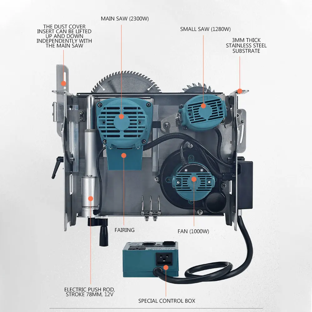 2300w Multifunctional Woodworking Table Saw Integrated Type Son-mother Dust-free Saw Board Cutting Electric Circular Saw