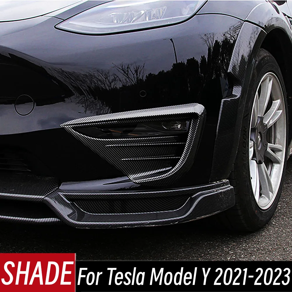 

For Tesla Model Y 2021-2023 Fog Lamps Shade Car Front Fog Light Hoods Eyebrow Eye Wind Knife Cover Trim Car Accessories Part