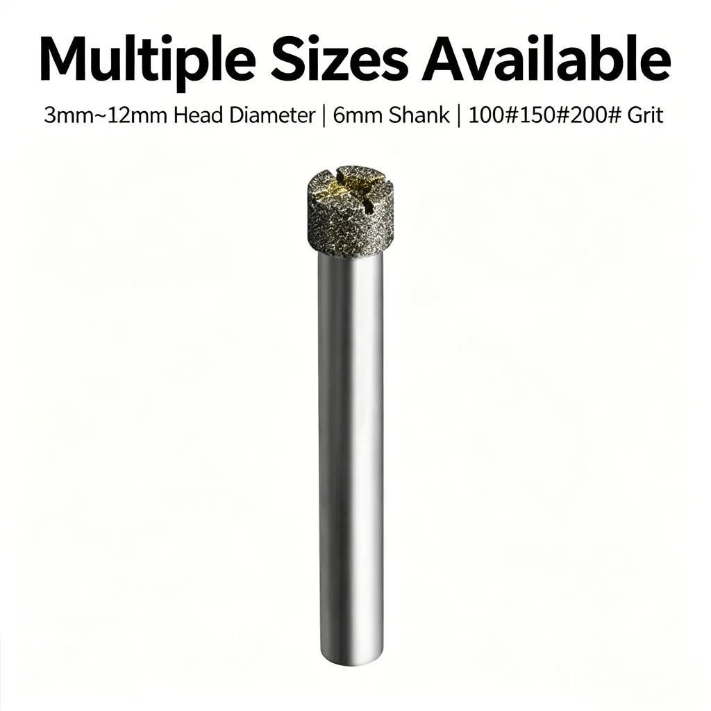 Diamond Internal Hole Grinding Head, CBN SDC Burr for CNC Machining, Ceramic Glass Inner Hole Polishing Tool with Flute Design