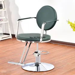 Silla giratoria de acero inoxidable para peluquería, sillón de corte de pelo con reposabrazos, elevador hidráulico especial para peluquería y barbería, modelo fryzjerski