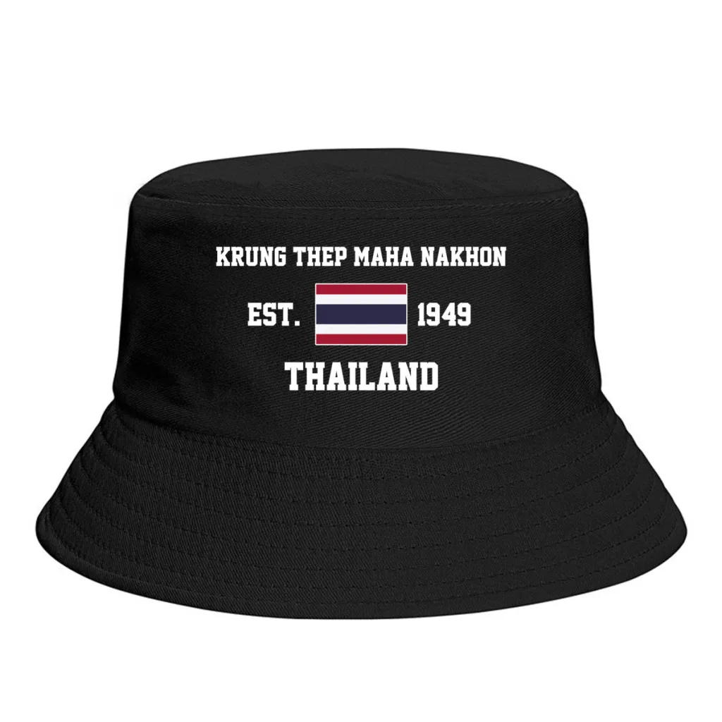 Bucket Hats  Thailand EST.1949 Krung Thep Maha Nakhon Emblem Flag Sun Shade Cool Outdoor Summer Fisherman Caps Fishing Hat