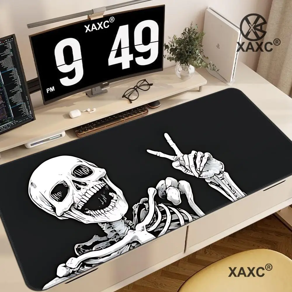 

Skull Illustration Black Mouse Pad Large Computer Office Game Table Mat Rubber Anti-slip Stitch Keyboard Long Desk Pad HYBXXC