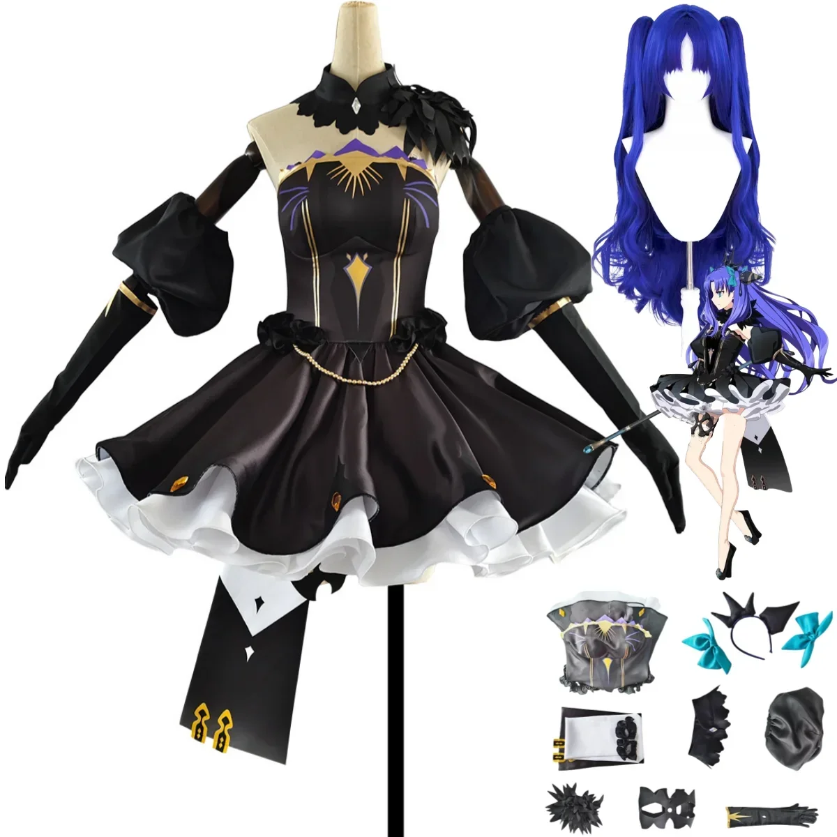 Game Fate/Grand Order Ereshkigal Cosplay Costume Lancer Wig Black Dress Lolita Skirt Woman Sexy Lovely Carnival Christmas Suit