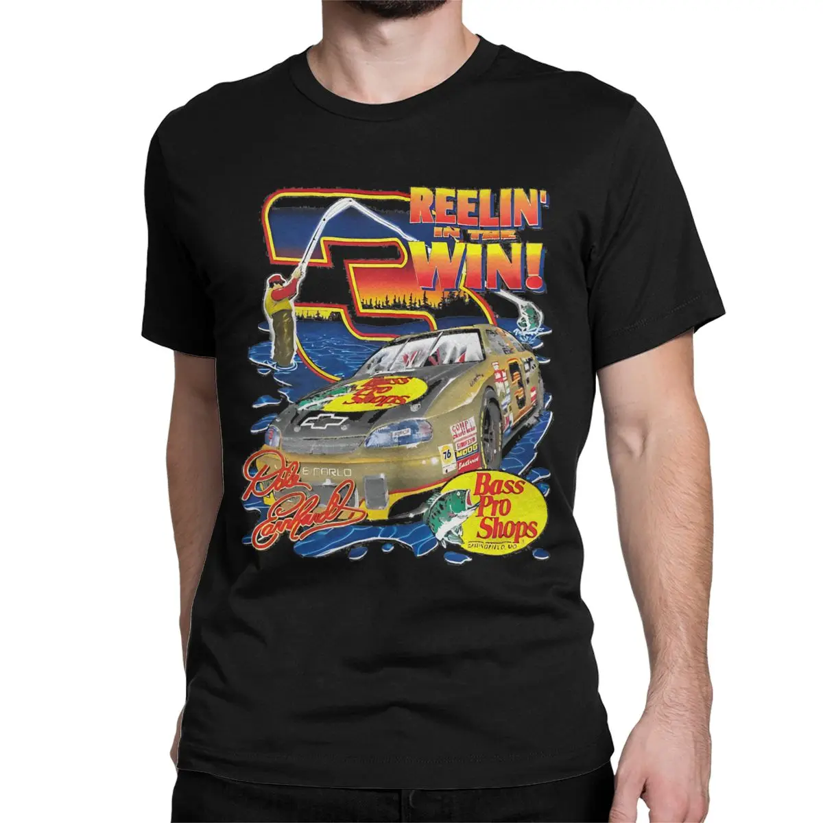 Dale Earnhardt Reelin In The Win T-Shirts Men Women Racing Driver Motorsports 100% Cotton Tees Crewneck T Shirts Gift Clothes