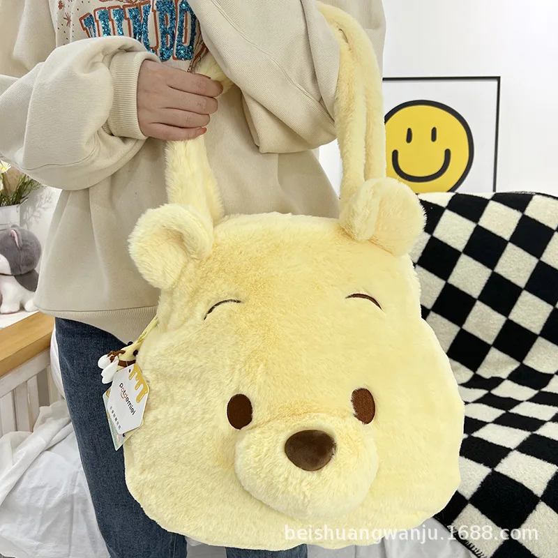 Disney Winnie The Pooh Plush Toy Bag Stitch Cartoon Diagonal Cross Bag Hand Carry Spring Outing Canvas Bag Children Holiday Gift