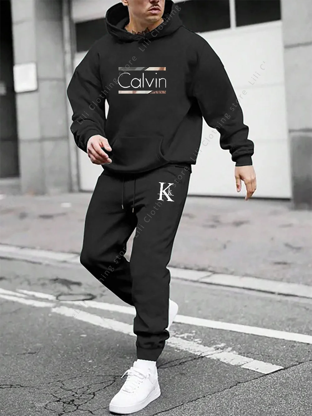 Tracksuit Mens Hoodies Sweatshirt Sweatpant 2 Piece Autumn Winter Fleece Hip Hop Hoody Coat Pullovers Clothing Men's Clothes New