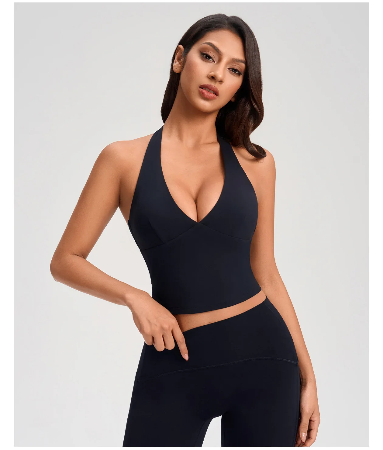 Women's Deep V-neck Neck Hanging Vest Slim Fit Backless Elastic Fitness Bra Sexy Fashionable Casual Top for Women