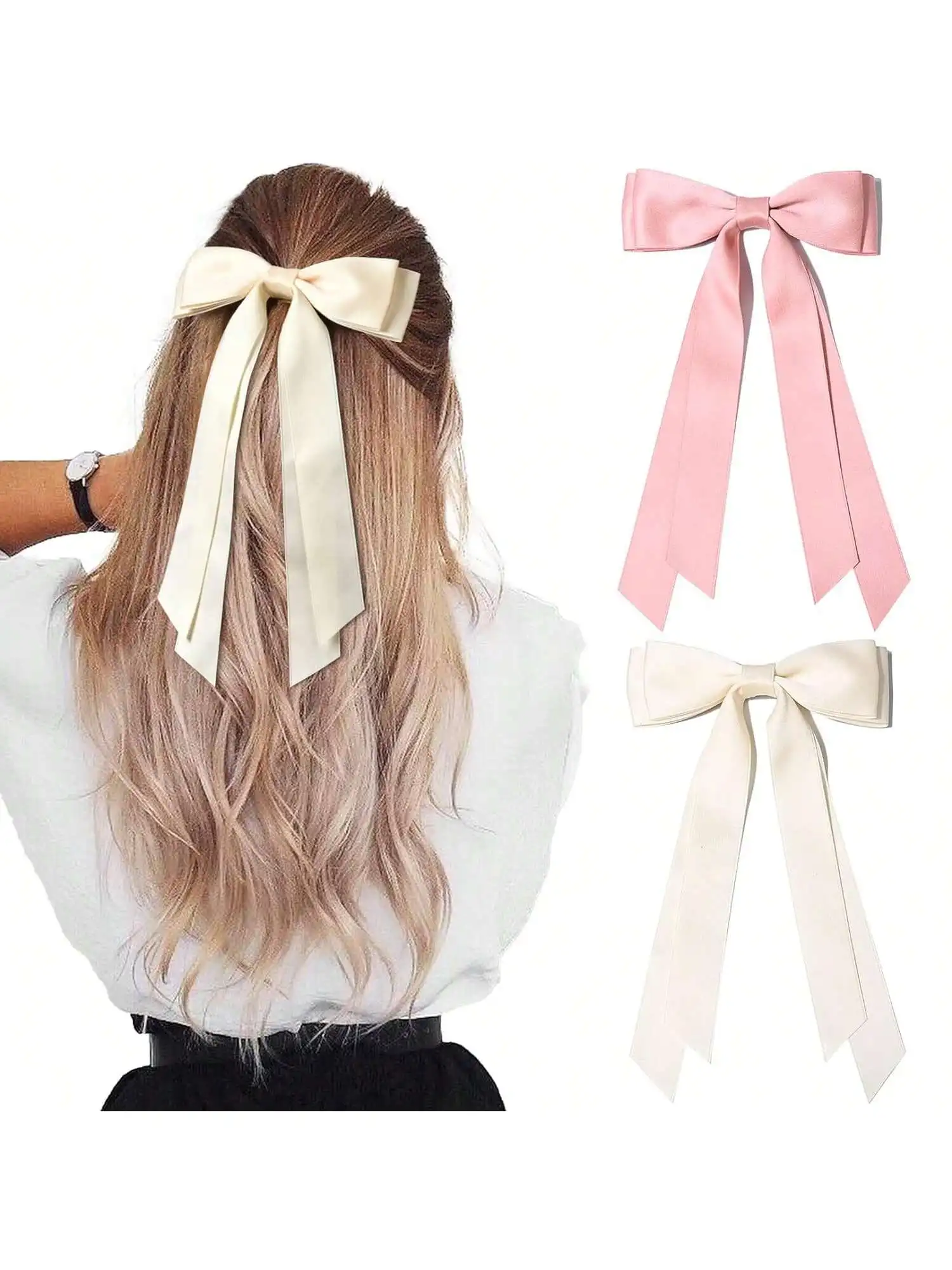 2pcs Double Bow Hair Clip Temperament Hair Accessory Headpiece Fixed Hair Suitable for Daily Wear Suitable for Ladies and Girls