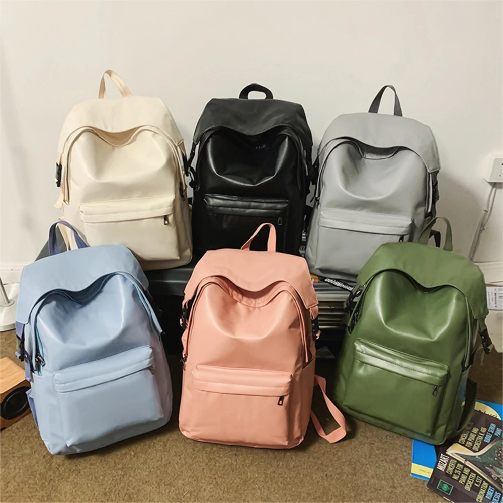 Luxury Designer Solid Color Ladies Backpack Large Capacity High Quality Leather Student Bag Fashion New Anti-theft Backpack Sac