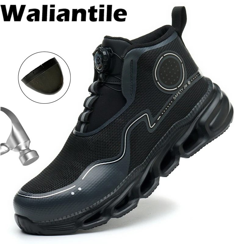 

Waliantile Fashion Men Safety Boots For Industrial Working Shoes Protective Puncture Proof Steel Toe Indestructible Boots Male