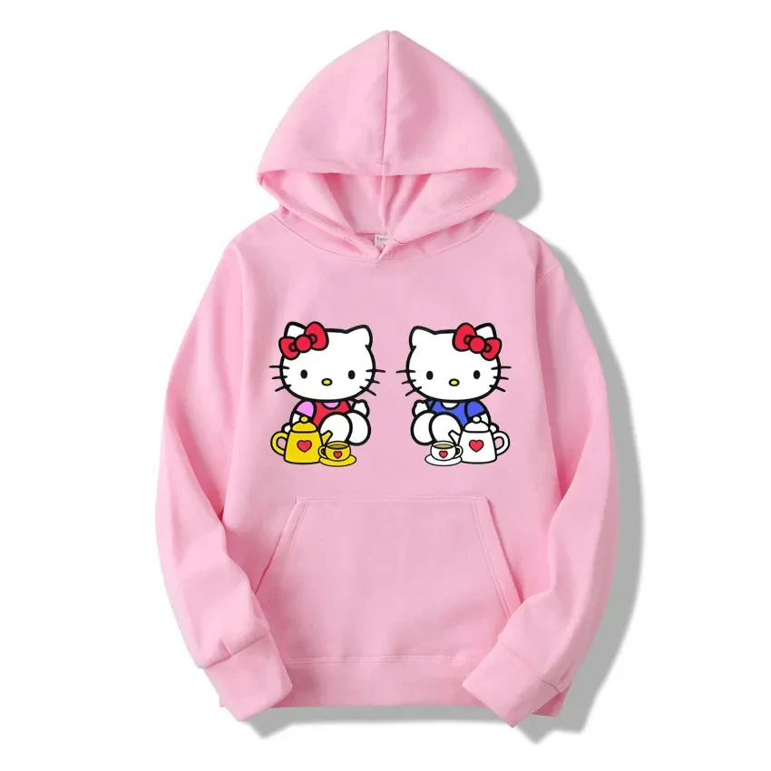 Women's Aesthetic Sweatshirts Free Shipping Weekend Party Casual Hello Kitty Hoodie Emo Rock Clothing Japanese Anime Pullover