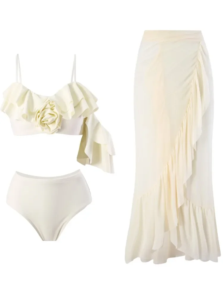 Retro bikini bedrukt mode eendelig badpak en cover-up met rok strak damesbandage zomerstrand luxe elegant