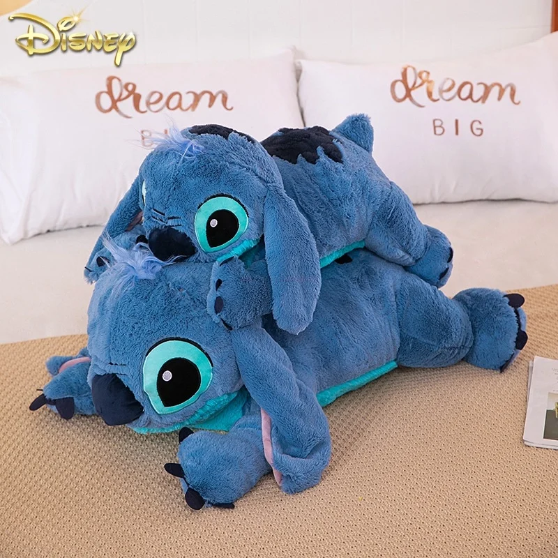 45/60/80cm Stitch Doll Disney Plush Toys Lilo&Stitch Plush Stuffed Doll Soft Pillow Prone Posture Dark/Light Blue Cute Toy Gifts