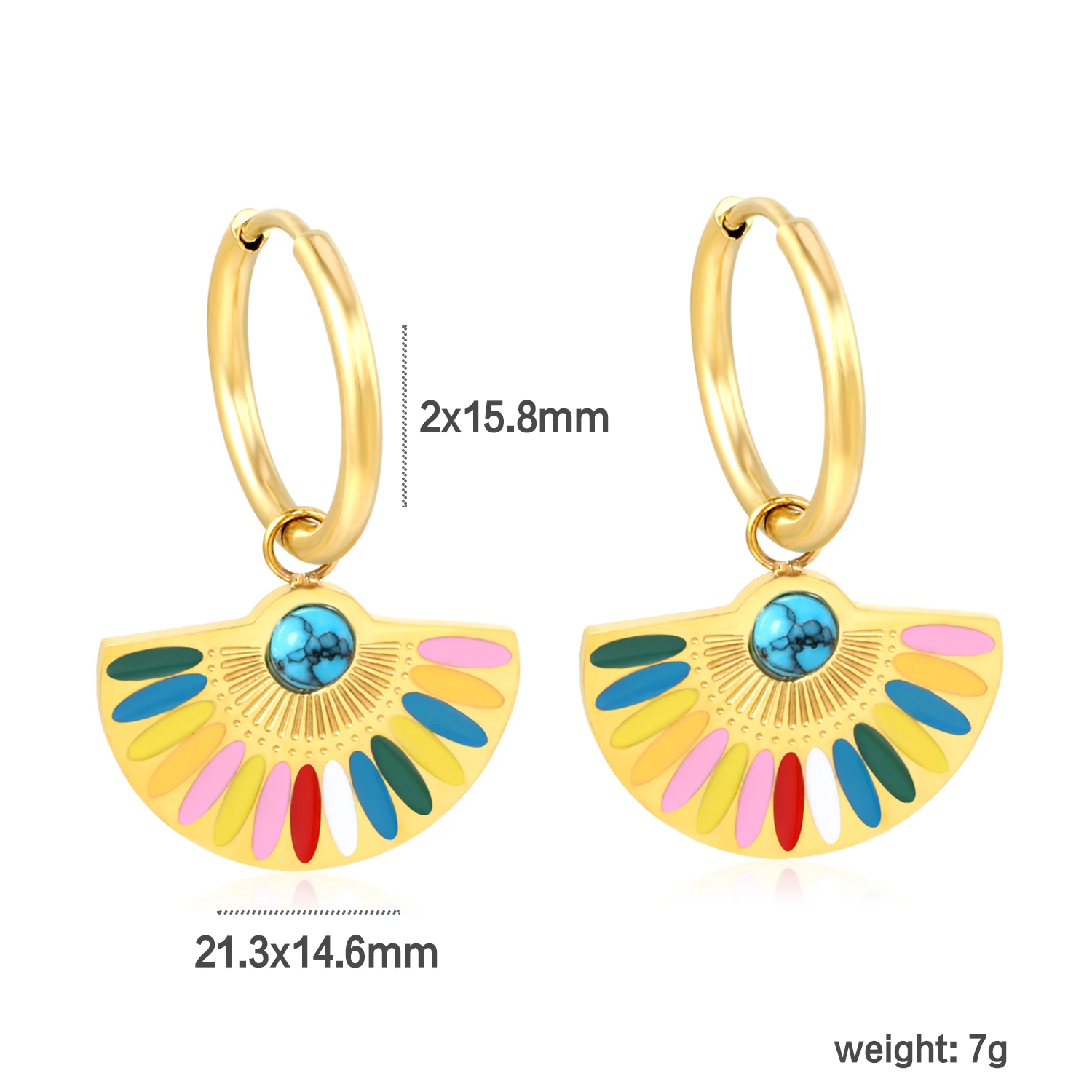 LUXUSTEEL Colorful Fan Shape Earring Women’s Hoop Earrings Stainless Steel Shell Female Earring Oil Drop Butterfly Jewelry Gift