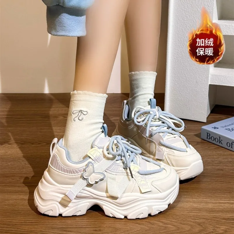 

Korean Trendy and Simple Student Women's Shoes 2025 Winter New Style with Fleece and Thick Soles,Fashionable Women's Shoes，35-40