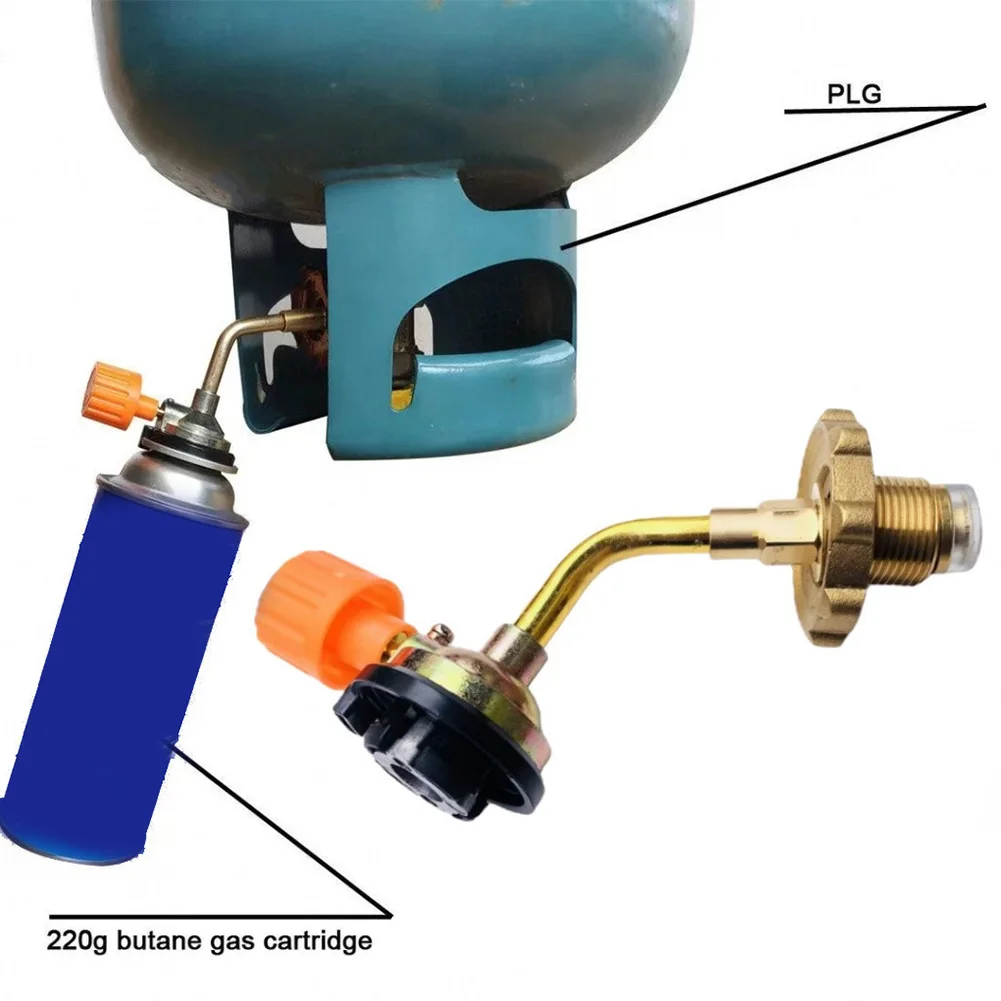 1Pc Portable Gas Tank Inflation Valve Adapter 180g Capacity Butane Refill Connector With Control Switch For Camping Hiking