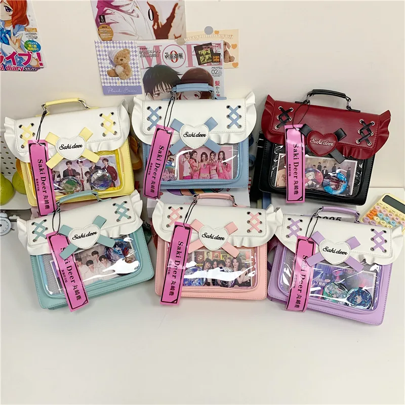 HAEX Sweet Girls Backpacks 2025 Fashion Ruffles Cross DIY Anime Badge Ita Bags Women Dopamine Y2K Designer Mochilas Para Mujer