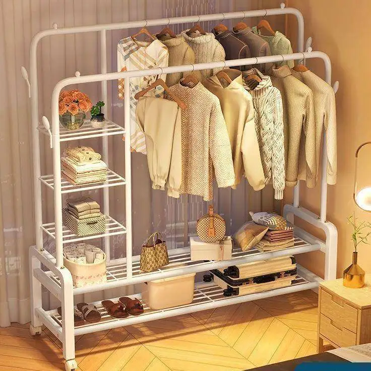 Especialista en Comercio Electrónico: Tendedero de Ropa Simple y Reforzado de Pie para Dormitorio, Uso Doméstico, Perchero para Ropa y Sombreros, Balcón