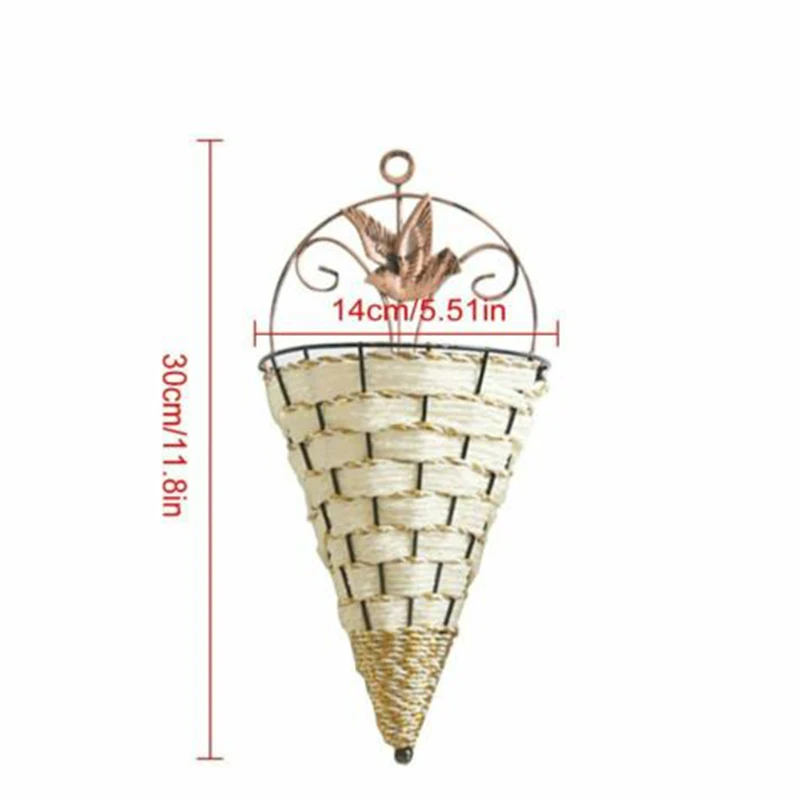 Flower Plant Pot Home Garden Wall Fence Hanging Planter Basket Cone Style