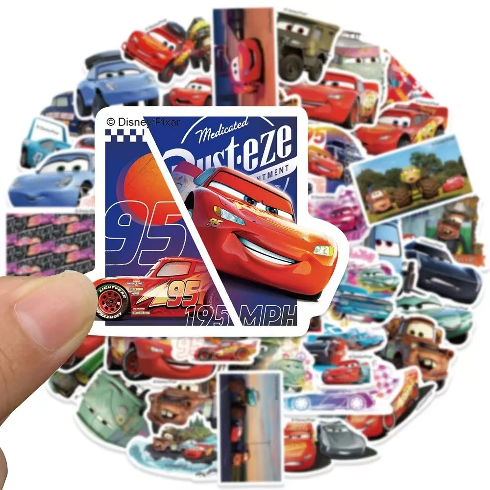 

50pcs Disney Cartoon Sticker, Waterproof Cars Sticker for Water Bottle Skateboard Notebook Phone Guitar