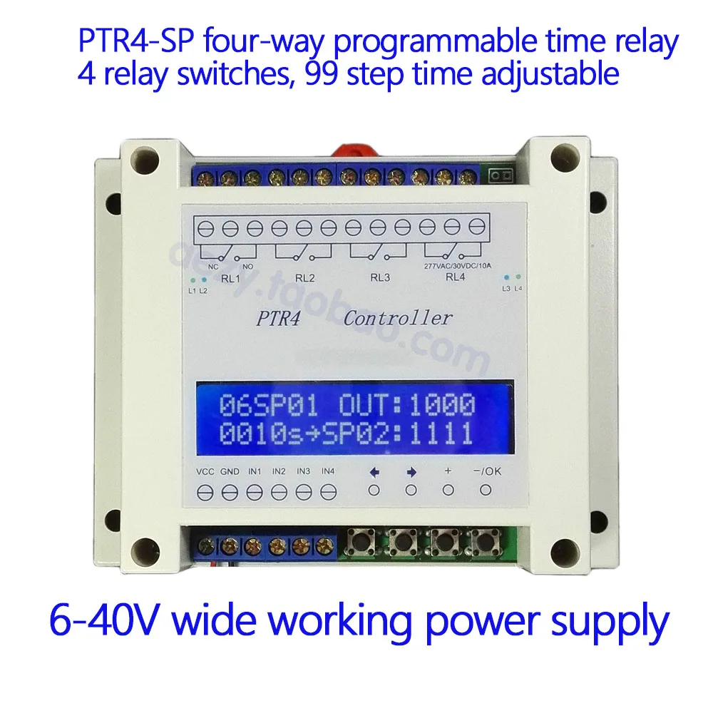 

Four-channel Programmable Time Relay 99-step Multi-channel Timing Trigger Solenoid Valve Linkage Control PTR4SP