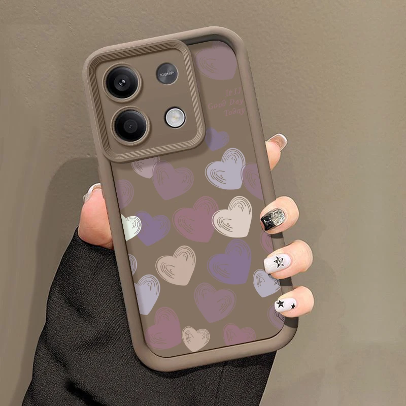 Cute Love Heart Silicone Case For Xiaomi Poco F6 X5 X6 M6 Pro 13T Redmi Note 13 12 11 10 Pro 4G 5G K70E 11S Soft TPU Phone Cover