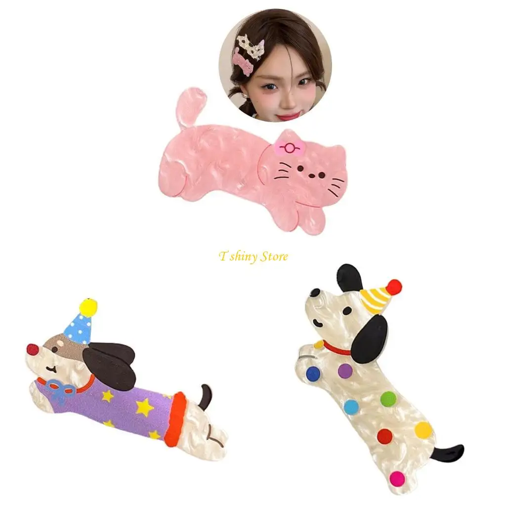 

N58F Children Hairpins Hair Clip Lovely Puppy Birthday for Kid Stage Wear Adorkable 2000s Girls Headdress Sparkling