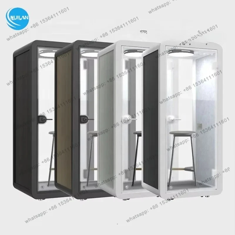Removable Soundproof Movable Silent Vocal Booth with Ventilation System, Private Phone Call Pod, Office Phone Booth