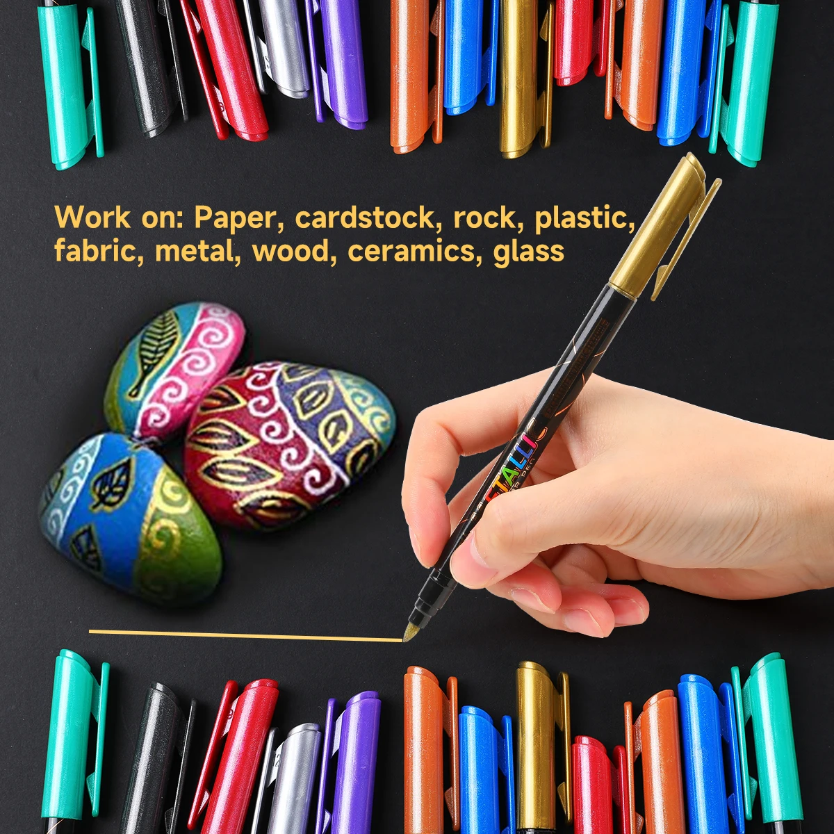 8/12pcs Metallic Markers Pens, Medium Tip Metallic Markers for Card Making,Painting, Scrapbook Crafts, DIY Photo Album