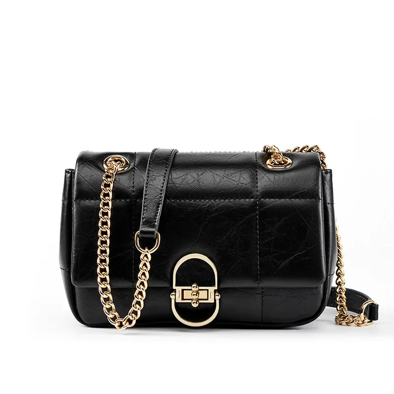 

Fashion Classic Shoulder Bag Genuine Leather Rhombus Versatile Women's Crossbody Bag Commuting Small Square Shoulder Chain Bag