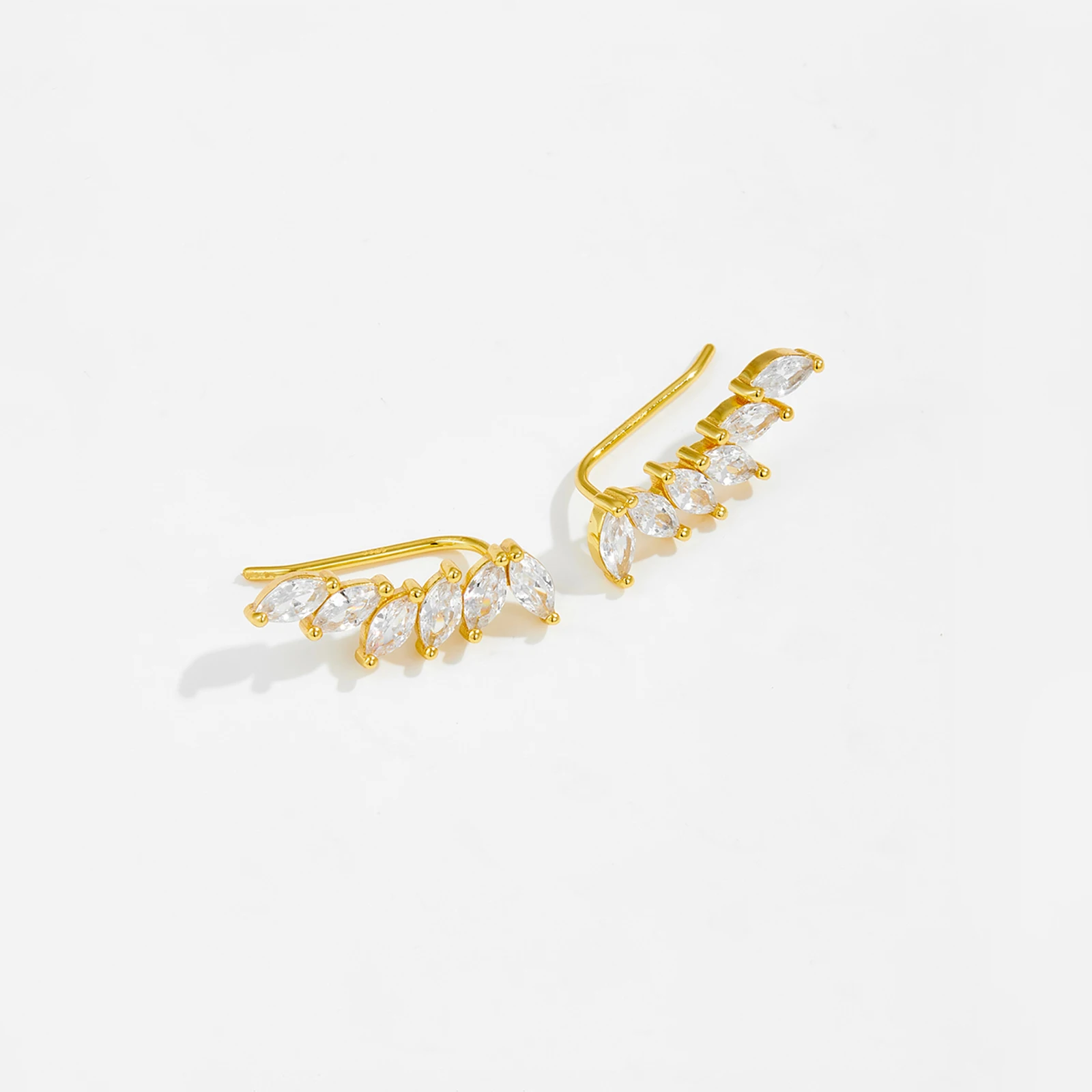 ANDYWEN 925 Sterling Silver Gold Big Long 20mm Long Oval Crystal Big Climber Luxury Earring 2023 Fine Jewelry Piercing Clips
