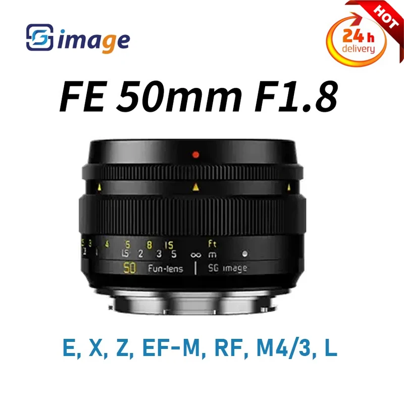 SGimage 50mm F1.8 Full Frame Fixed Focus Portrait Lens for Sony E, Fuji X, Canon RF/EF-M,Nikon Z, Leica/Sigma/Panasonic L Mount