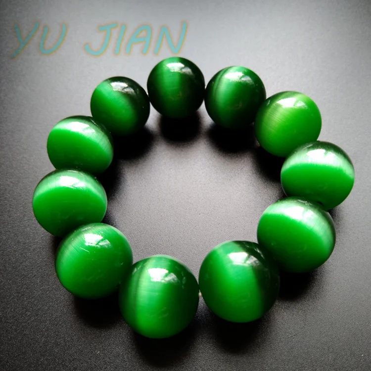 

Brand New Dark Green Round Beads Bracelet Ladies Opal Tiger Eye Single Ring Bangle Quality Elegance Fine Jewelry