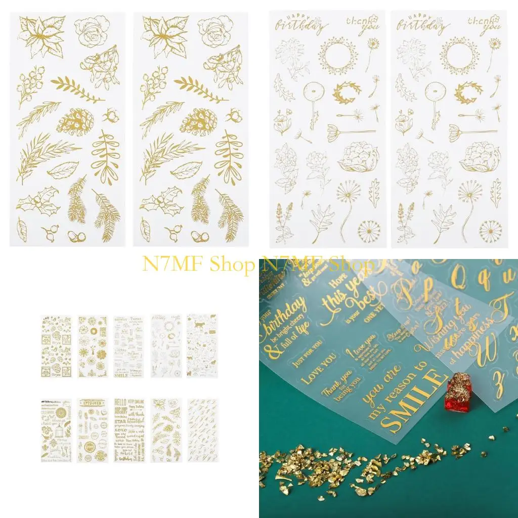 N7MF Gold Decorative Stickers Resin Mold Fillings Materials Cats Wishes UV Epoxy Resin Mold Fillers for Casting Phone Cases