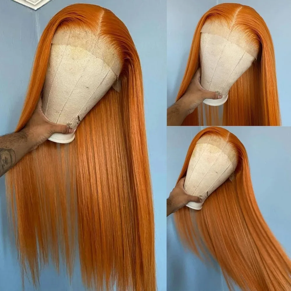 

Ginger Orange Wigs 13x4 Long Silky Straight Synthetic Hd Lace Front Wigs for Women Heat Resistant Natural Hairline Daily Cosplay