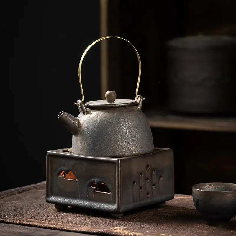 Chinese Style Retro Ceramics Boiling Tea Stove Tea Pot Set Home Portable Keep Warm Heat Additive Boiling Tea Utensils