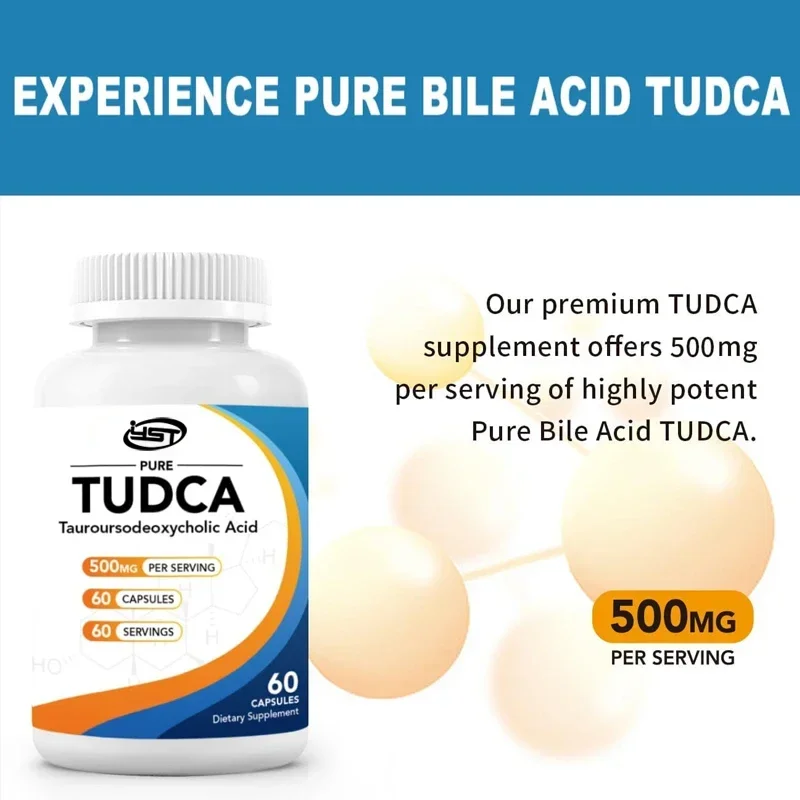 60 Capsules TUDCA 500mg Supplement, Liver and Gallbladder Support, True Pure Bile Salt, Bitter Taste, Gluten Free, Non GMO