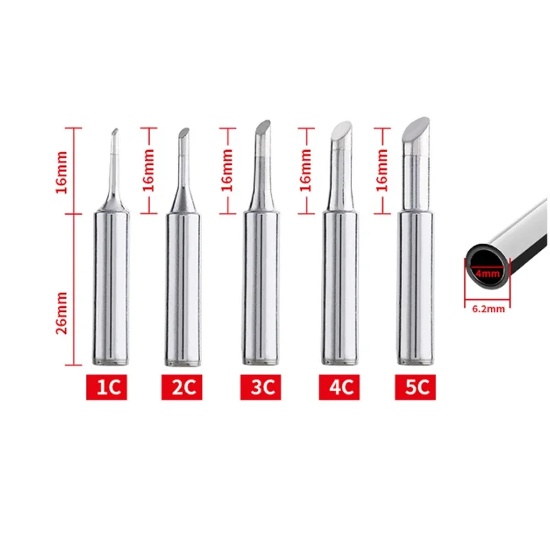 5/12 Stuks I + B + K + 2.4d + 3c Soldeerbout 900M-T Soldeerbout Kop Set Binnen Hete Kale Elektrische Soldeerbout Tip Tool Puntige Kop