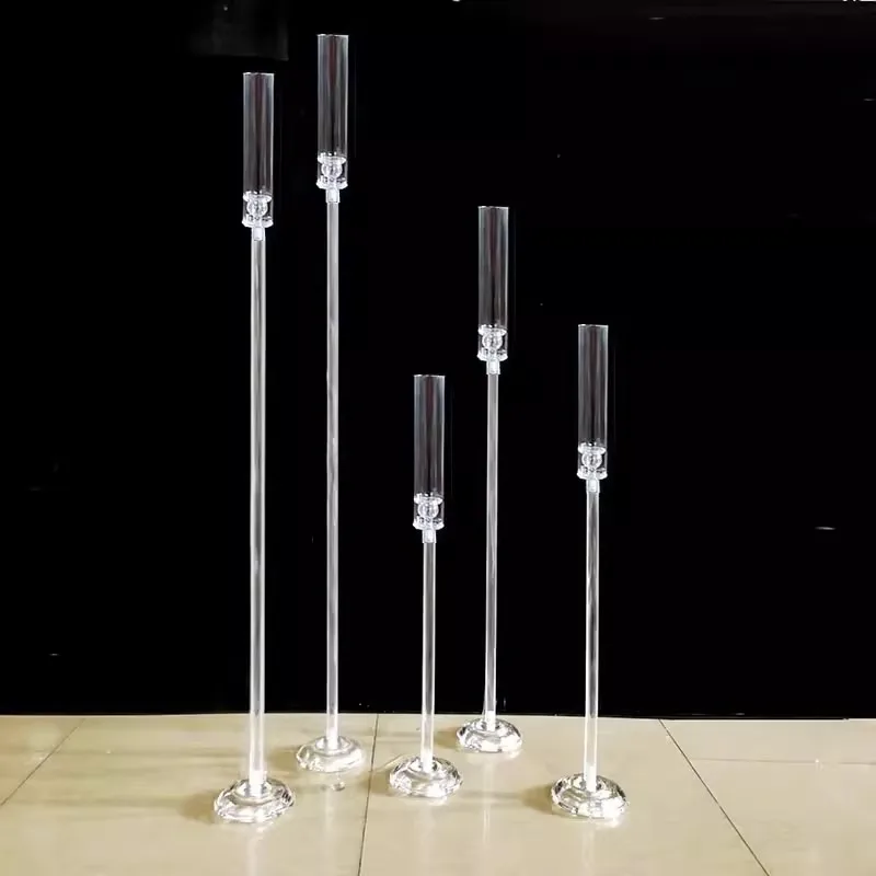 Birthday Party Props Desktop Candlestick Ornament Minimalist Style Home Hotel Decoration Transparent Acrylic Candle Holder Set