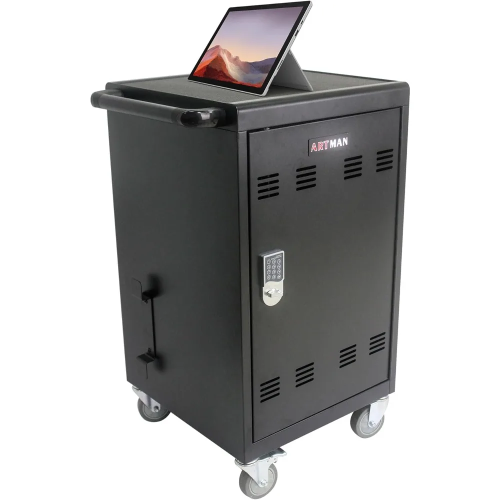 

Тележка для хранения ноутбука и планшета, с кодовым замком, мобильный зарядный шкаф для блоков до 30, с разъемом экрана для зарядки