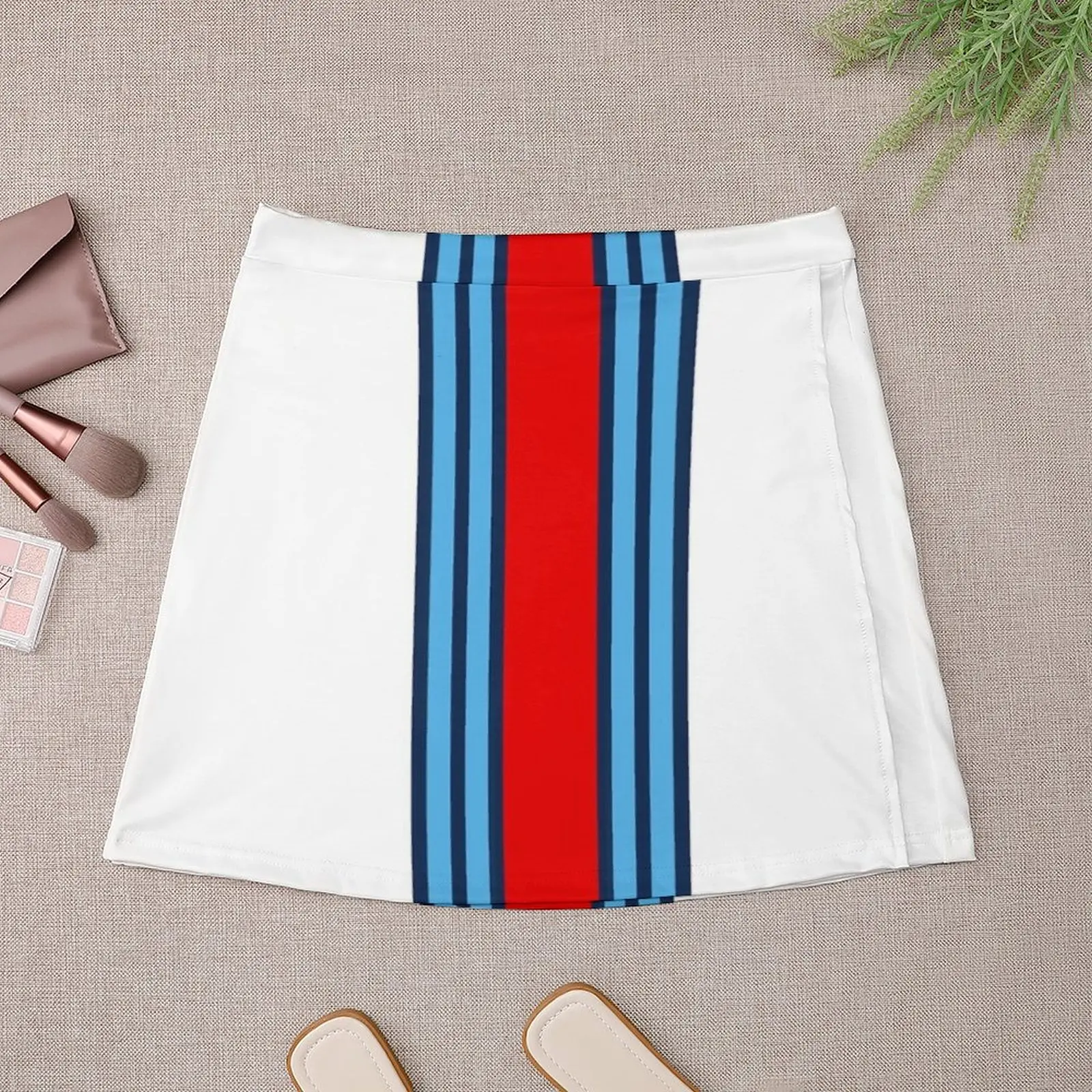 Mini Racing Stripes Saia para Mulheres, Roupa Minissaia, Saias Curtas