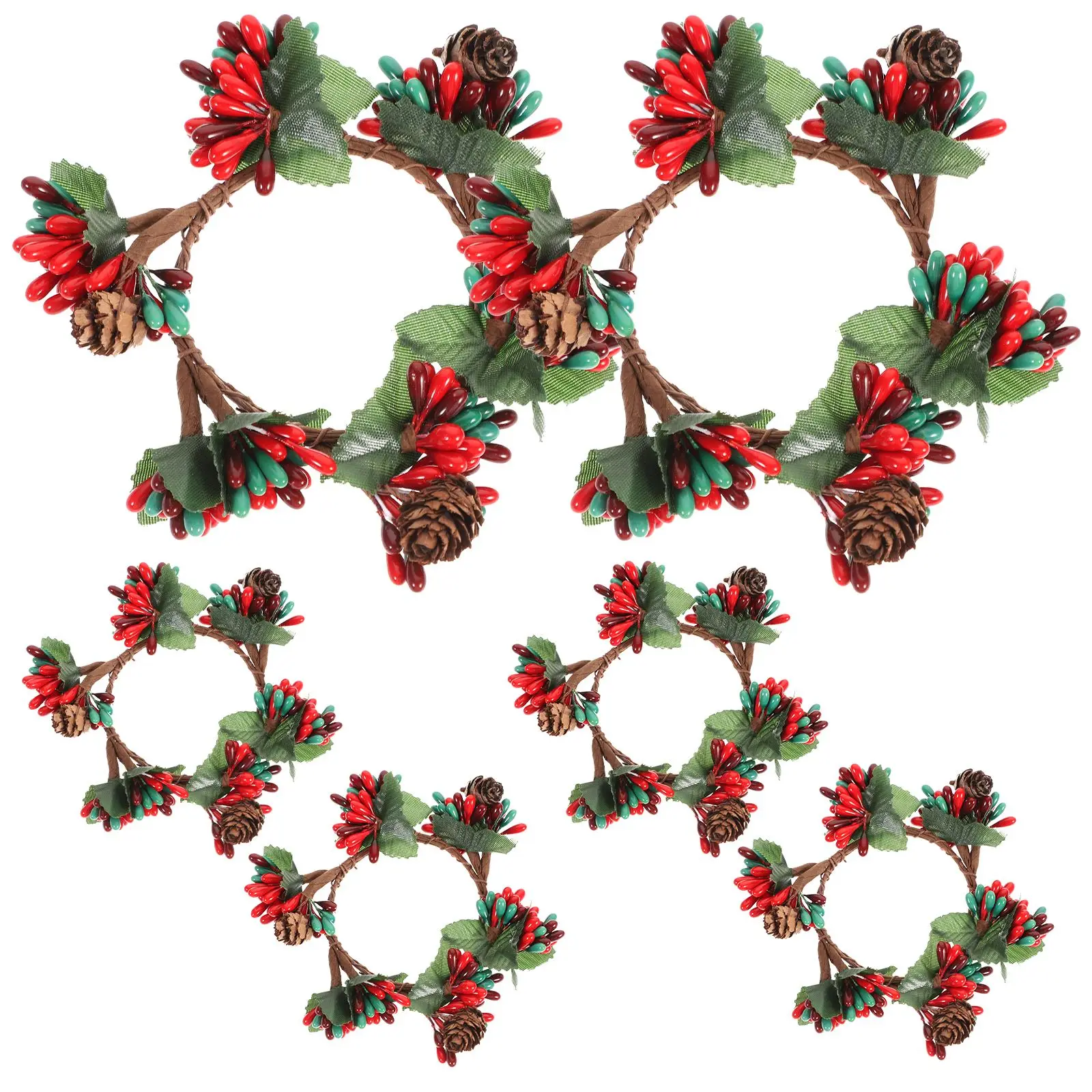 6Pcs Inner Diameter 7cm Simulation Berry Bouquet DIY Tourism Flowers Garland Handmade Decorative Material Grains(Red and Green)